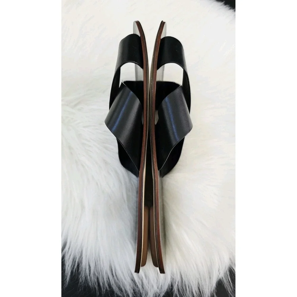 J. Crew Cypress Criss Cross Sandals Slides Women's size 9 Black Leather